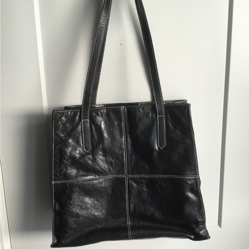 Moda Black Leather Tote Bag - Picture 2 of 6